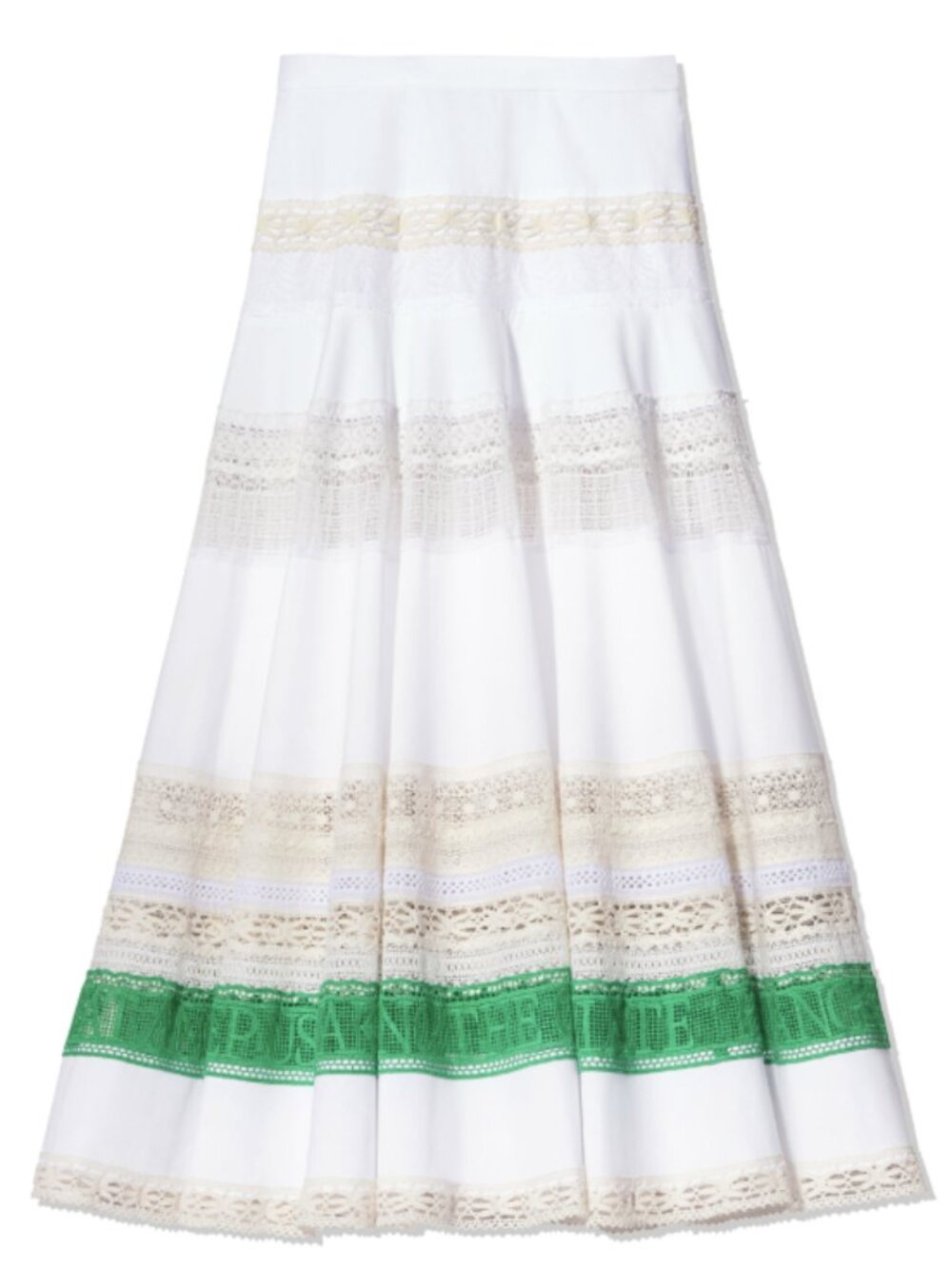 TORY BURCH SS19 Runway Lace-Trim Crochet Skirt Cream US 2 Bohemian Cottagecore